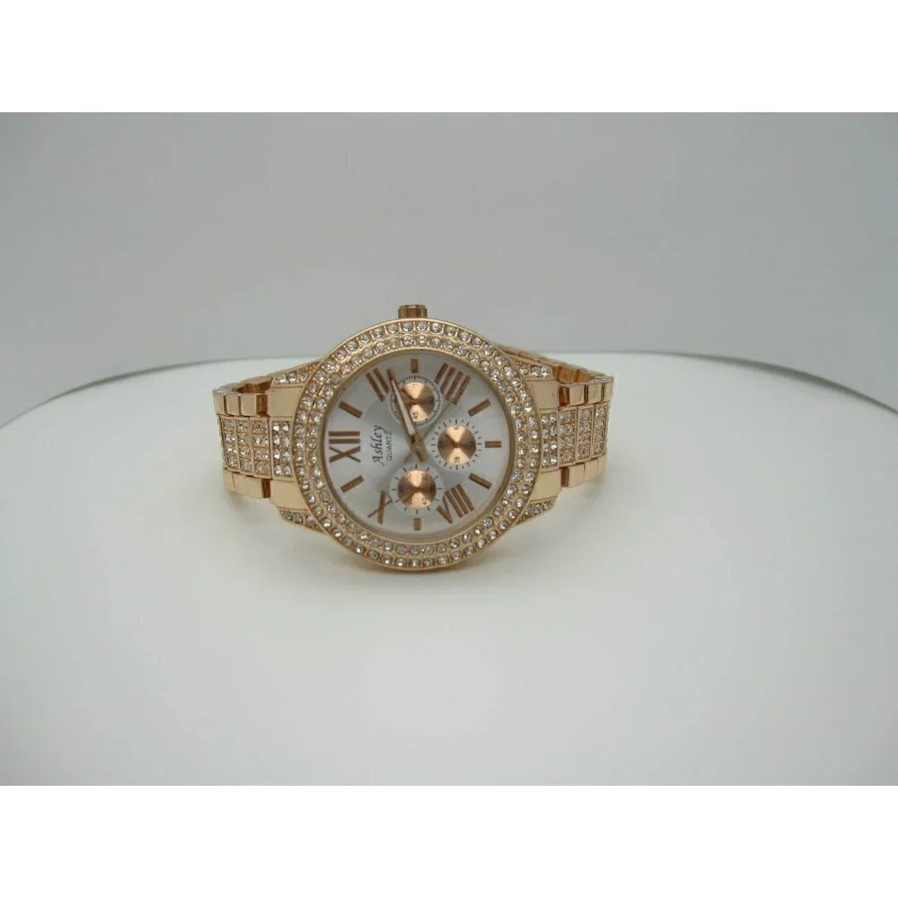 Women's Ashley Quartz Crystals‎ WR Analog Crystal 40mm Dial Watch (C661)